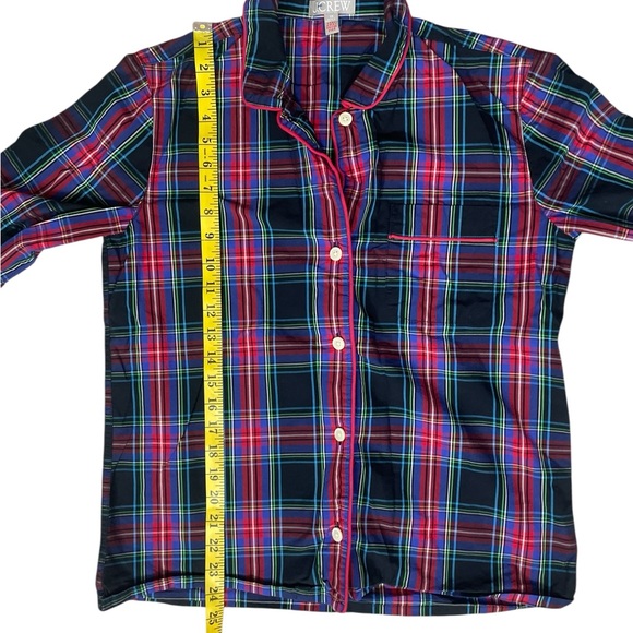 J. Crew Long Sleeve Cotton Poplin Pajama Set in Black Stewart Tartan - Picture 7 of 16